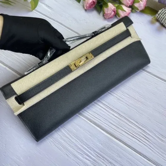 Hermes Kelly To Go Black Wallet