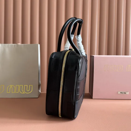 Miu Miu Patchwork جلد Top-Handle Bag أسود Top Handle