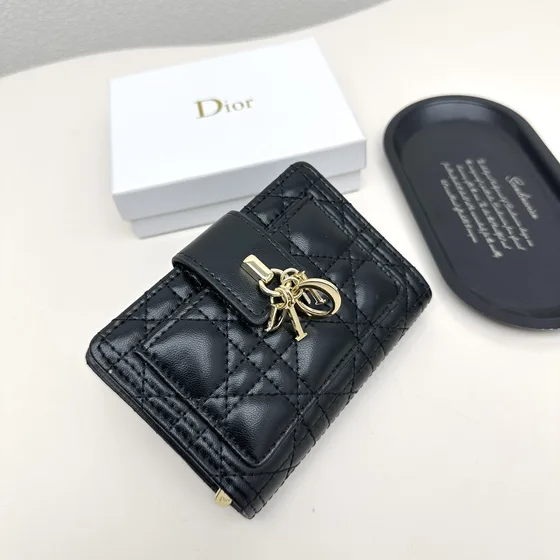 Dior Lady Dior Compact Cartera Negro Cartera