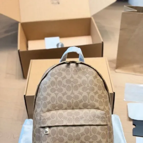 Coach Charlie Backpack In Signature Canvas Khaki Backpack
