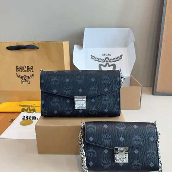 MCM Visetos Original Woc Chain Brieftasche Cognac 23cm Woc