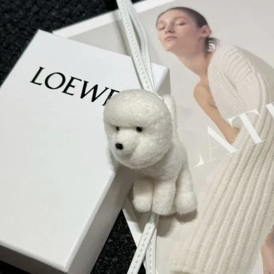 Loewe Bichon Frise Charm White Pouch