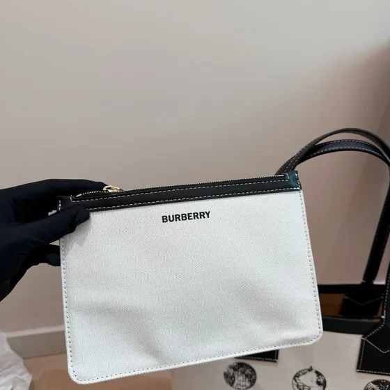 Burberry Globe Print Canvas Tote White Black Tote Bag