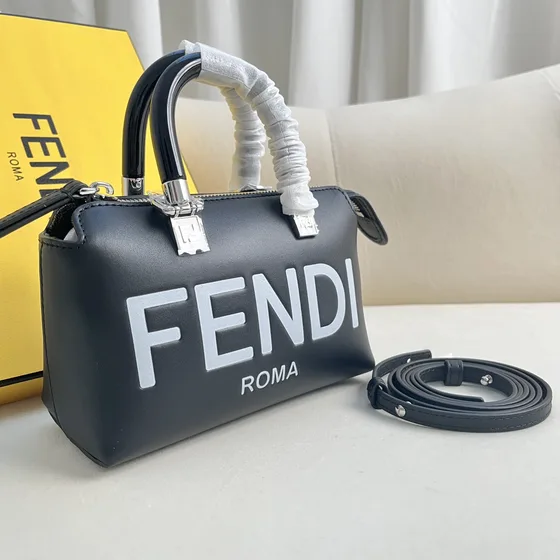 Fendi By The Way Mini Boston Bag Dark Gray Top Handle