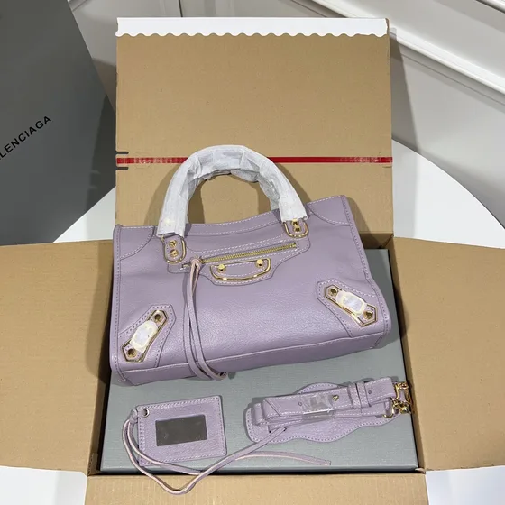 Balenciaga City Metallic Edge Mini Lilac Paars Bovenhandgreep