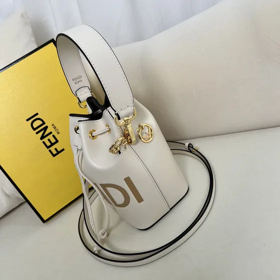 Fendi Mon Tresor Mini Bucket Bag White Crossbody Top Handle
