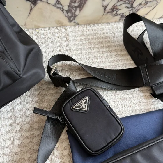 Prada Re-Nylon Shoulder Bag With Pouch Black Crossbody