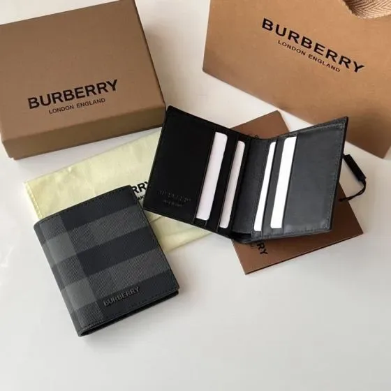 Burberry Check Bifold Wallet Charcoal Black Wallet