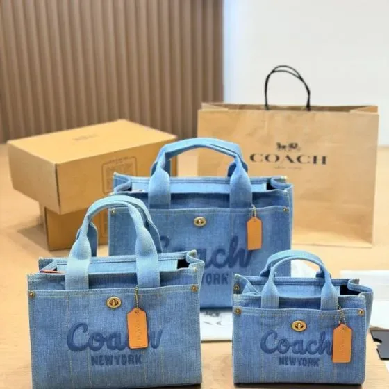 Coach Cargo Tote Bag Light Blue Denim Blue Tote Bag