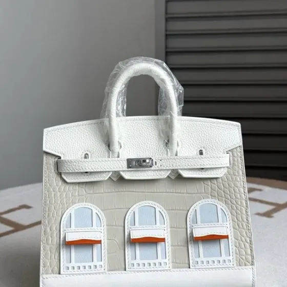 Hermes Birkin 20 Sellier Faubourg White Off-White 20cm Top Handle