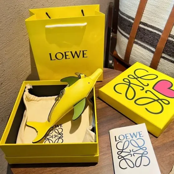 Loewe Dolphin Coin Purse Charm Yellow Pouch