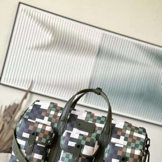 Louis Vuitton Green Brown Checkered travel
