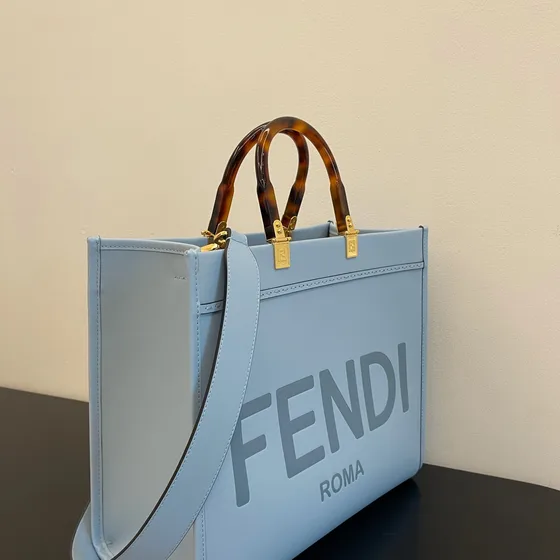 Fendi Sunshine Shopper Tote Light Blue Tote Bag