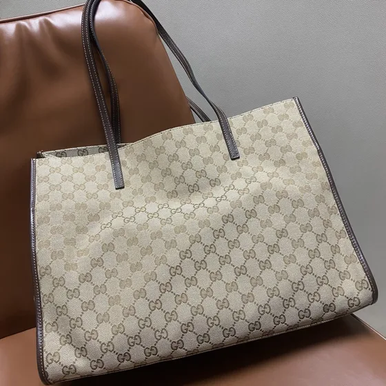 Gucci Gg Tote Bag Beige/Coklat 40cm Tote Bag