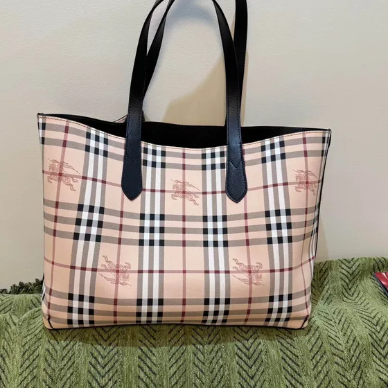 Burberry Haymarket Check Tote Marrón Check/Negro Bolso tote