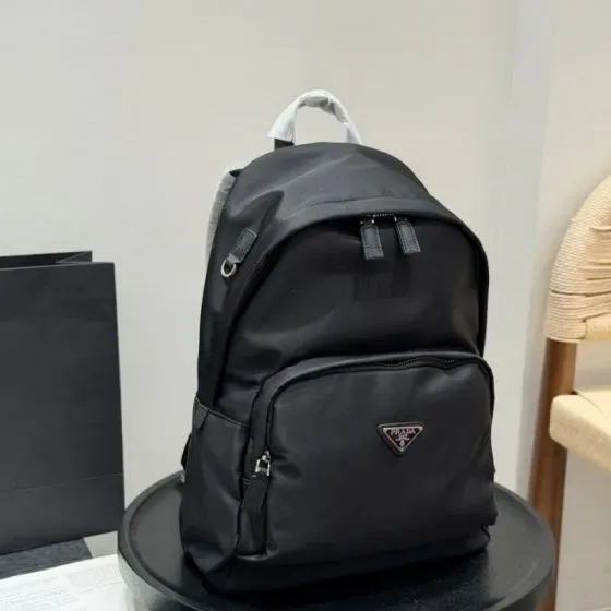 Prada Re-Nylon And Saffiano Leather Backpack Black Backpack
