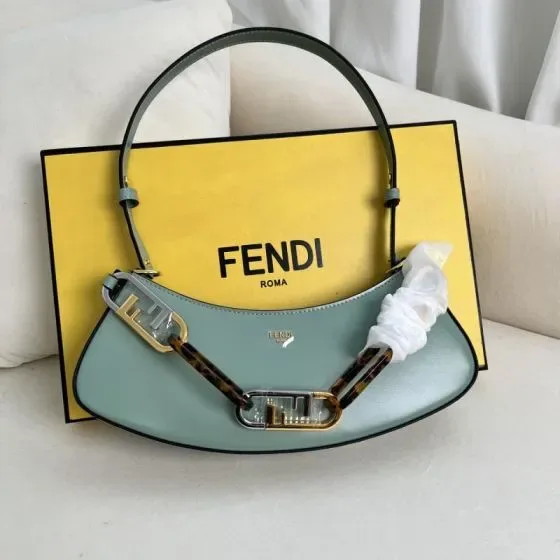 Fendi O Lock Swing Light Blue Shoulder Bag