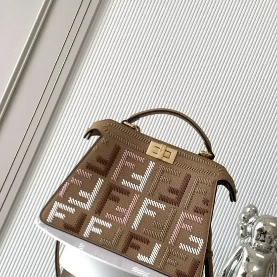 Fendi Peekaboo I See U Brown Top Handle