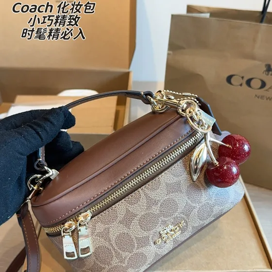 Coach Cosmetic Case Nâu Top Handle