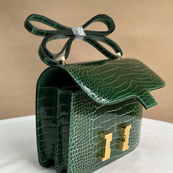 Hermes Constance Dark Groen Schoudertas