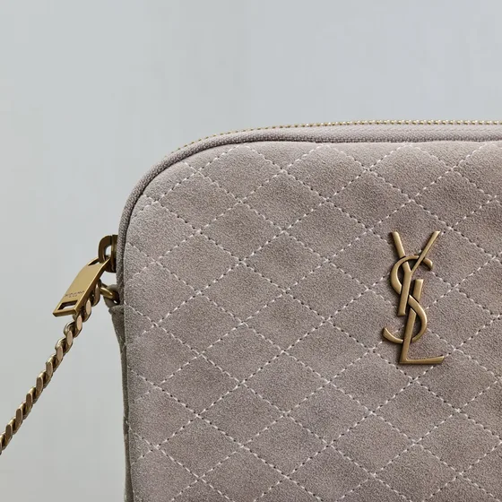 YSL Gaby Zipped Pouch With Chain Light Beige Crossbody
