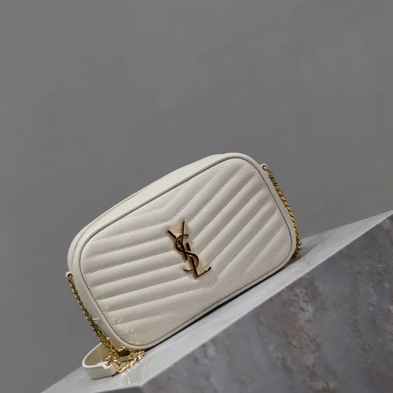 YSL Lou Camera Bag White Crossbody