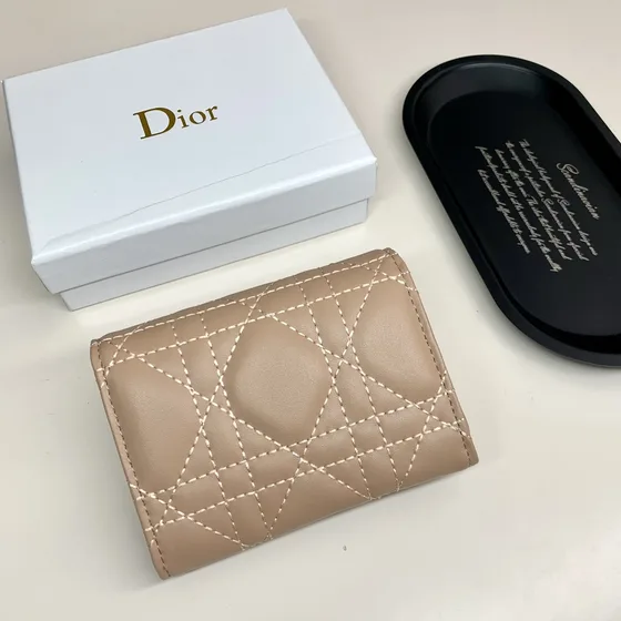 Dior Lady Dior Flap Card Holder Beige Card Holder