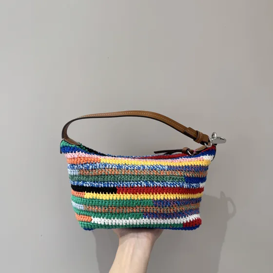 Miu Miu Crochet Hobo Shoulder Bag Multicolor Hobo