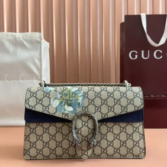 Gucci Dionysus Gg Blooms Beige Navy Blue Shoulder Bag