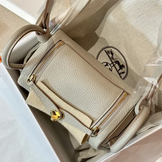 Hermes Mini Lindy Pearl Cinza Bolsa de ombro