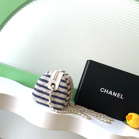 Chanel Boston Bag Navy Blue And White Crossbody