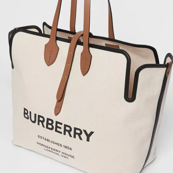 Burberry Horseferry Print Lærred Shoppertasketur Natural Beige/Brun Shoppertasketur