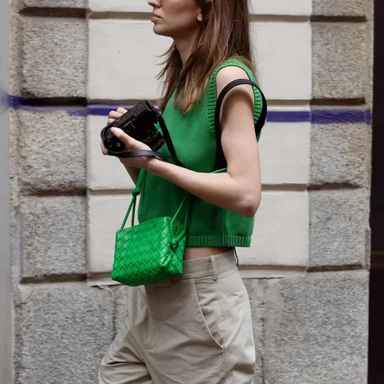 Bottega Veneta Mini Camera Bag Parakeet Green Crossbody