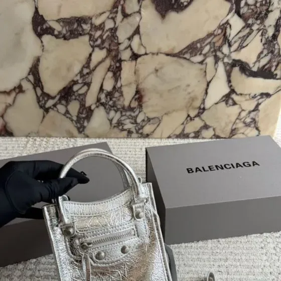 Balenciaga Le Cagole Mini Tote Silver Top Handle