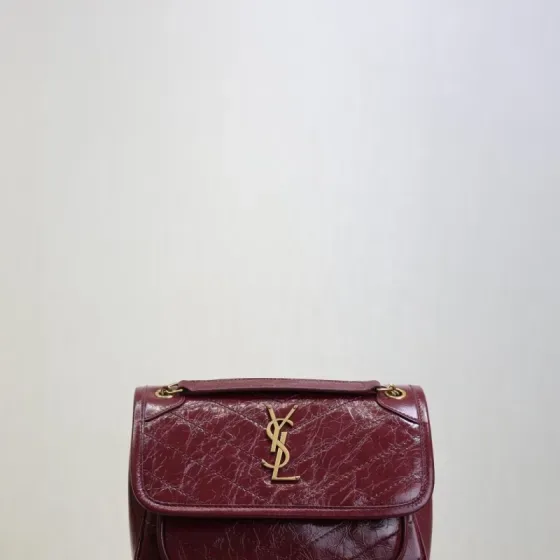 YSL Niki Burgundy Shoulder Bag