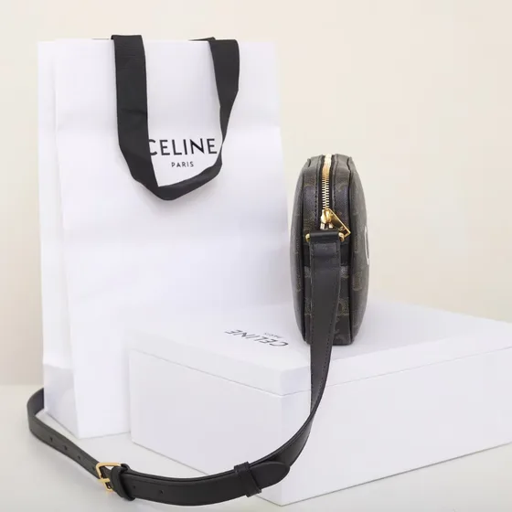 Celine Triomphe Парусина Сумка-мессенджер Чёрный Crossbody
