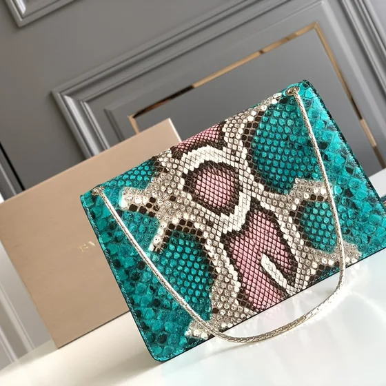 Bvlgari Serpenti Forever Crosstaske Mønster Snakeskin (Teal/Lyserød/Hvid/Br Crossbody
