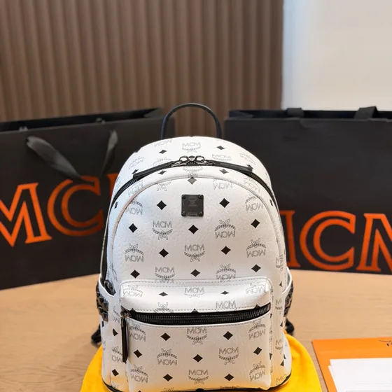 MCM Stark Visetos Backpack Black Backpack