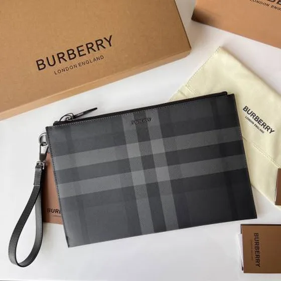 Burberry Briefcase Black Gray Check 30cm 19 5cm business