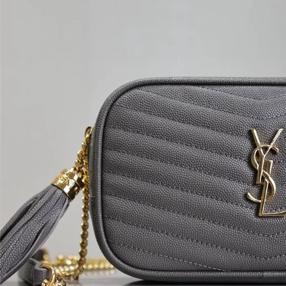 YSL Lou Mini Camera Bag Gray Crossbody