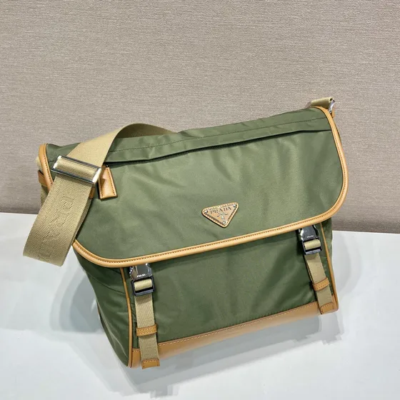 Prada Re-Nylon And Saffiano Leather Shoulder Bag Green Crossbody