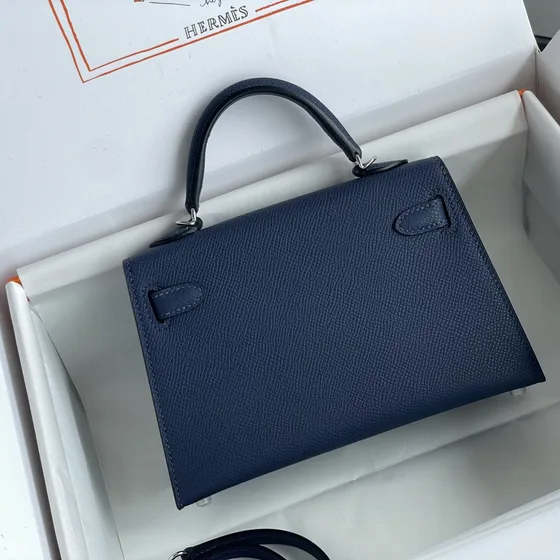 Hermes Kelly Mini Ii Marineblå Blå Tophåndtak