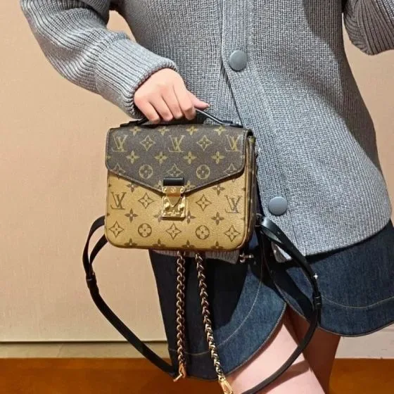 Louis Vuitton Pochette Metis Monogram Reverse Brown Top Handle