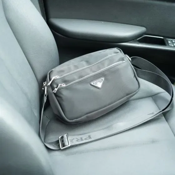 Prada Nylon Crossbody Bag Grey Crossbody