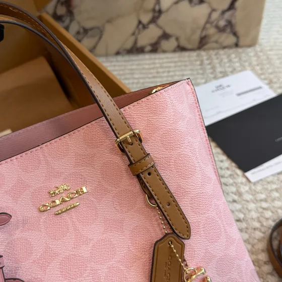 Coach Mollie Tote 25 In Signature Canvas Powder Pink Tote Bag