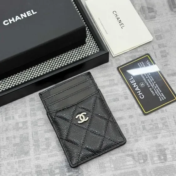 Chanel Quilted Caviar Card Holder Black Card Holder