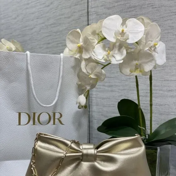Dior Bow Bag Gold Clutch