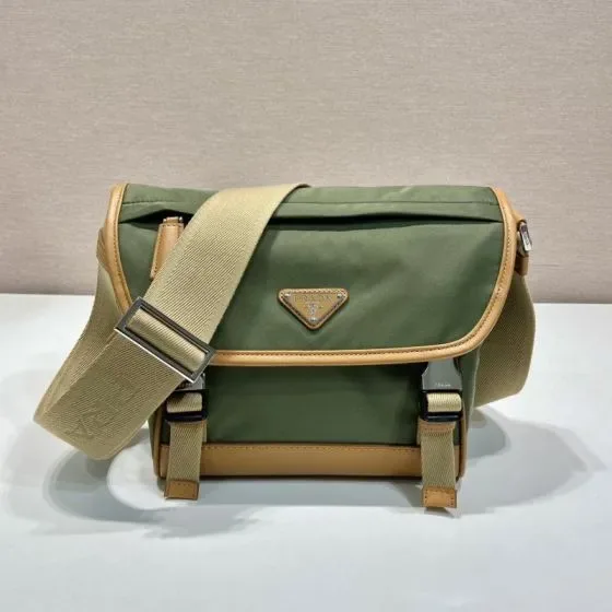 Prada Re-Nylon And Leather Shoulder Bag Military Green Crossbody