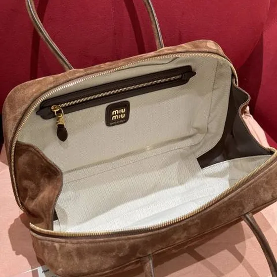 Miu Briefcase Brown suede work