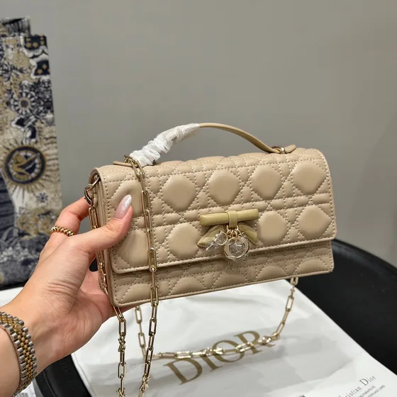 Dior My Dior Lady Bow Chain Bag Beige Crossbody